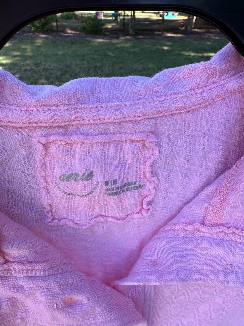 aerie Light Pink Long-Sleeve Button Polo Henley - Picture 2 of 4